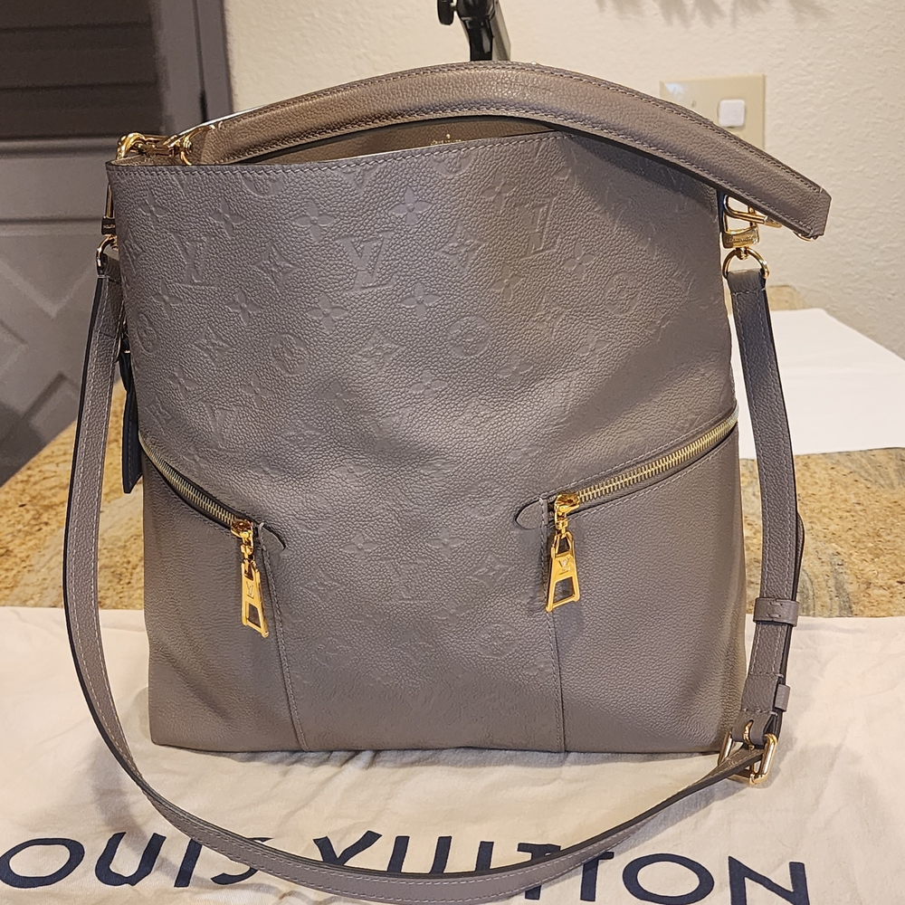 Louis Vuitton Monogram Empreinte Melie Taupe Shoulder Bag Excellent With Duster
